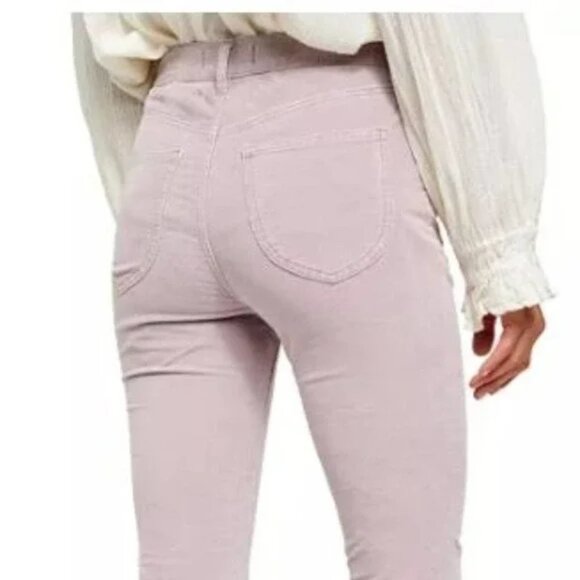 NWT Free People $88 Sun Chaser High Waist Crop Skinny Corduroy Pants Lavender - Picture 5 of 6